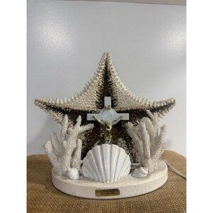 Vintage Shell Starfish Coral Crucifix light Grotto Of Redemption West Bend Iowa